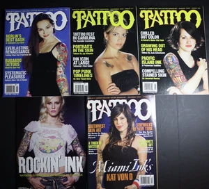Lot of 5 Tattoo Magazines - 2003 issues Rockin Ink - Kat Von D - Bild 1 von 5