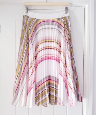 Ted Baker Gaelaa Carousel Stripe Pleated Midi Skirt Size TB 2 UK 10 - Image 1 of 4