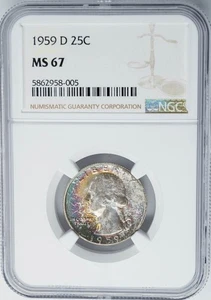 Washington Quarter 25c 1959-D MS67 NGC 950813-9 - Imagen 1 de 3