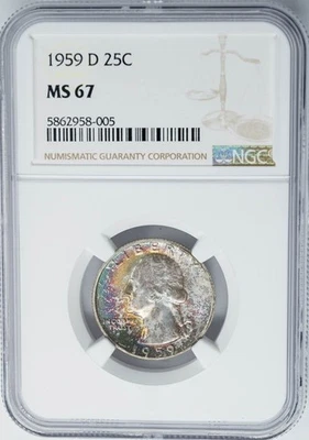 1959-D Washington Quarter 25c MS67 NGC 950813-9 - Image 1 of 3