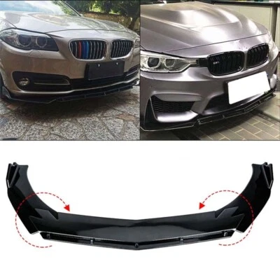 For BMW E46 E90 E91 E93 F30 F31 Front Bumper Spoiler Lower Splitter Gloss BLK - Imagem 1 de 4