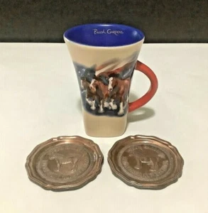 Lot 3 BUSCH GARDENS PARKS Budweiser Clydesdales Coaster and 5” Tall Coffee Mug - Picture 1 of 8