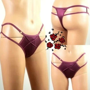 VICTORIA'S SECRET HÖSCHEN SEHR SEXY RIEMEN MIKRO-TANGA BORDO & GOLD RING Größe S - Bild 1 von 12