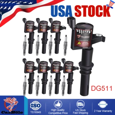 8 bobinas de encendido y bujía SP546 para Ford Expedition F250 F350 V8 2005-08 5,4 L Foto 1 de 4