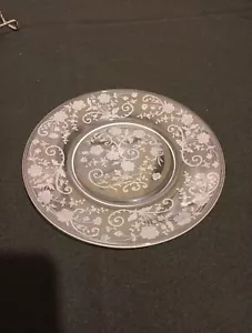 7 FOSTORIA BUTTERCUP 7-1/2" ELEGANT CLEAR & ETCHED GLASS PLATE VINTAGE EUC - Picture 1 of 17