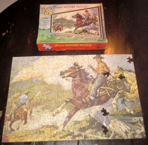 FOREST RANGERS IN ACTION jigsaw puzzle Tuco Workshops missing pieces 1957 cowboy - Picture 1 of 5