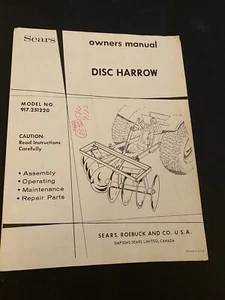 Grada de discos Sears 917.251220 manual del propietario y piezas - Imagen 1 de 3