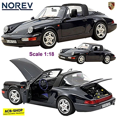 Porsche 911 Carrera 4 Type: 964 Targa 1990-94 Bleu Métal 1:18 Norev 187340 - Photo 1/4