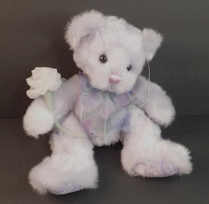 First & Main Purple Lavender Shimmers Teddy Bear Plush M1625 With Rose 12" - Picture 1 of 8