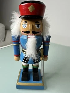 NUTCRACKER CHRISTMAS HOLIDAY DECOR WOODEN Blue FIGURINe 9" - Picture 1 of 12