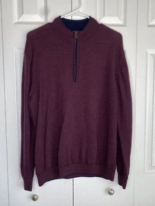 Hart Schaffner Marx Sweater Extra Fine Merino Wool Men's Quarter Zip Maroon Sz L - Picture 1 of 4