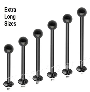 PAAR 16G 14G Schwarz Titan Eloxiert 316L Chirurgenstahl Labret Wangenpiercing - Bild 1 von 2