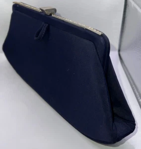 Clutch Purse L & M Cut Velvet with Rhinestone Bar Original and Vintage 1940s - Picture 1 of 13