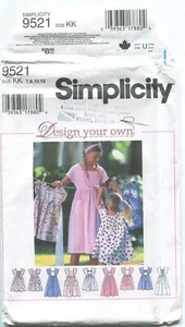 SIMPLICITY 9521 GIRLS' DRESSES SZ 7-12 UNCUT 1995 - Picture 1 of 3