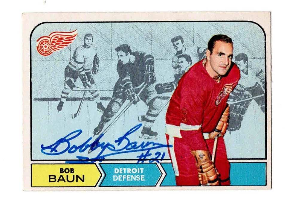 1968 OPC #24 Bob Baun Detroit Red Wings Autographed - Image 1 of 1