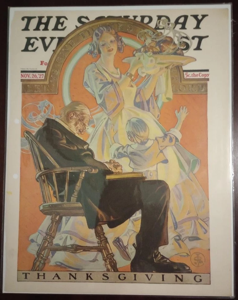 Saturday Evening Post-November 26 1927-J.C. Leyendecker- Cover Only Thanksgiving - Image 1 of 1