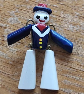 RARE 1940s WWII Nautical NAVY SAILOR MILITARY Bakelite Pin Brooch Arms/Legs Move - Picture 1 of 8
