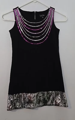 Vestido Nicole Miller Talla 8 Negro Lentejuelas Cremallera Trasera Fiesta Vacaciones Foto 1 de 2