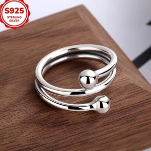 925 Sterling Silver Bead Ring for women men lady US SIZE 8 cute gift - Picture 1 of 5