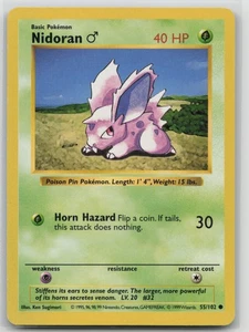 SHADOWLESS Pokemon Card Nidoran M Common Base Set (Shadowless) 055/102 LP De colección - Imagen 1 de 2