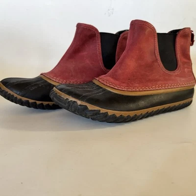Sorel Botas de Pato al Tobillo de Goma Natural con Cuero Gamuza Rojo Superior Impermeable WM 8 Foto 1 de 4