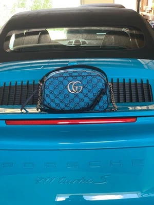 Gucci Gg Marmot синий холст камеры наплечная сумка через плечо - Изображение 1 из 4