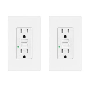 Receptáculo de salida de seguridad 2 piezas 15A AMP GFCI GFI con placa de pared - listado ETL TR WR - Imagen 1 de 12