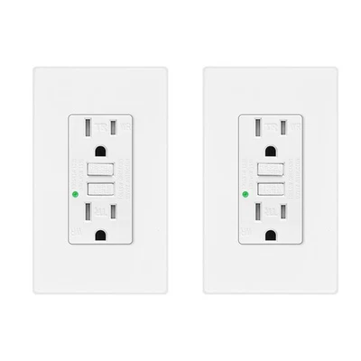 Receptáculo de salida de seguridad 2 piezas 15A AMP GFCI GFI con placa de pared - listado ETL TR WR Foto 1 de 4