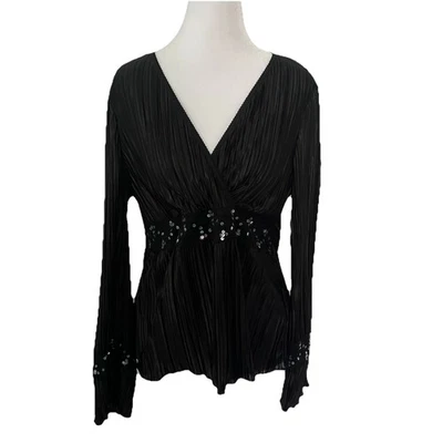 复古 90 年代 Y2K 卡托衬衫上衣 L 亮片奇思妙想仙女垃圾女巫 — 第 1/4 张图片