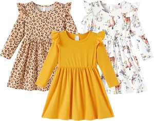 Multipack of 3 Girl Toddler Casual Dresses - Picture 1 of 22