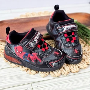 🕷 Youth 8 Spider-Man Light Up Sneakers | Web Slinger Shoes Hook & Loop - Picture 1 of 7