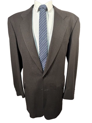 FIORAVANTI SOFT 男式棕色格子羊毛经典合身运动外套夹克 44L — 第 1/4 张图片