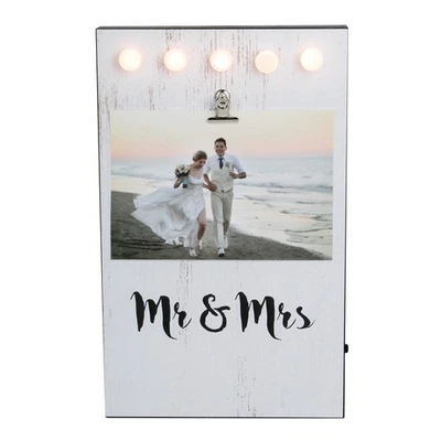 Northlight LED Lighted Mr & Mrs Picture Frame with Clip - 4" x 6" - Image 1 of 4