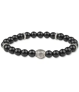 Bespoke Men's Bracelet Black Silver One Size Agate Gemstone Accessory $34 364 - Picture 1 of 1