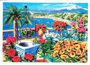 GIORGIO CESATI-"FIORI A TAORMINA"-serigrafia su tela 35 x 50 cm-Es. P.A.-firmata - Foto 1 di 4