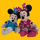 TY Beanie Baby Disney 2  Minnie Mouse Plush Sparkle Doll Blue & Pink  8" Toys