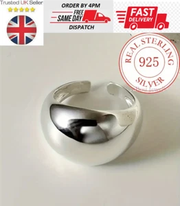 925 Sterling Silver Gothic Style Luxury Female Open Ring Smooth Surface Wedding - Picture 1 of 7