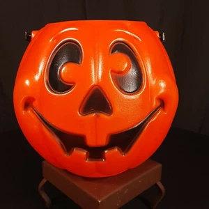Vintage 1997 Grand Venture Orange Halloween Pumpkin Blowmold Bucket Made in USA - Picture 1 of 9