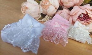 Baby Girl White Pink Cream Lace Frilly Sock UK Shoe 000/00/0-2/3-5/6-8/9-12/12-3