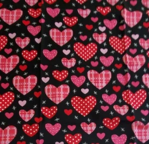 Brother Sister Cotton Fabric Heart Valentine Fabric on Black 45" Wide x 1 Yard - Picture 1 of 7