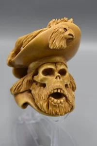 Skull Pirate PIPE BLOCK MEERSCHAUM NEW Handmade Custom Made Fitted Case#1771 - Picture 1 of 17