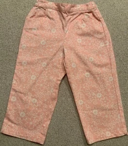 HANNA ANDERSSON Capri Pants Girls 120 US 6-7 Pink White Floral - Picture 1 of 5