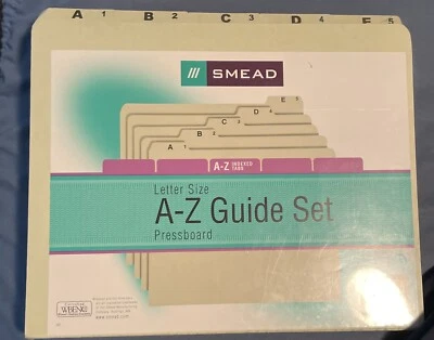 Smead A-Z Pressboard Self Tab File Guides Letter Size Index Tabs Set #S115-25 BN - Image 1 of 3