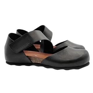Sandalias Zuecos en Negro Bajo de Piel Cinturón A Rasgar Y Talón 2 - GM151 Negro - Imagen 1 de 6