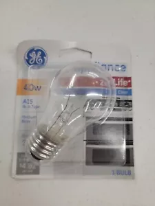 GE 40 Watt Appliance Bulb clear A15 Medium Base 40A15C/2X/APCD1 84231 370 Lumen - Picture 1 of 5