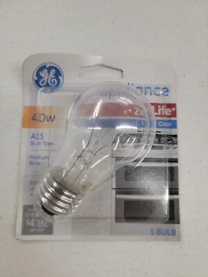 GE 40 Watt Appliance Bulb clear A15 Medium Base 40A15C/2X/APCD1 84231 370 Lumen - Image 1 of 4