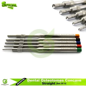 5 Pcs Dental Osteotome Concave Straight Implant Placement Bone Grafting Tools - Picture 1 of 7