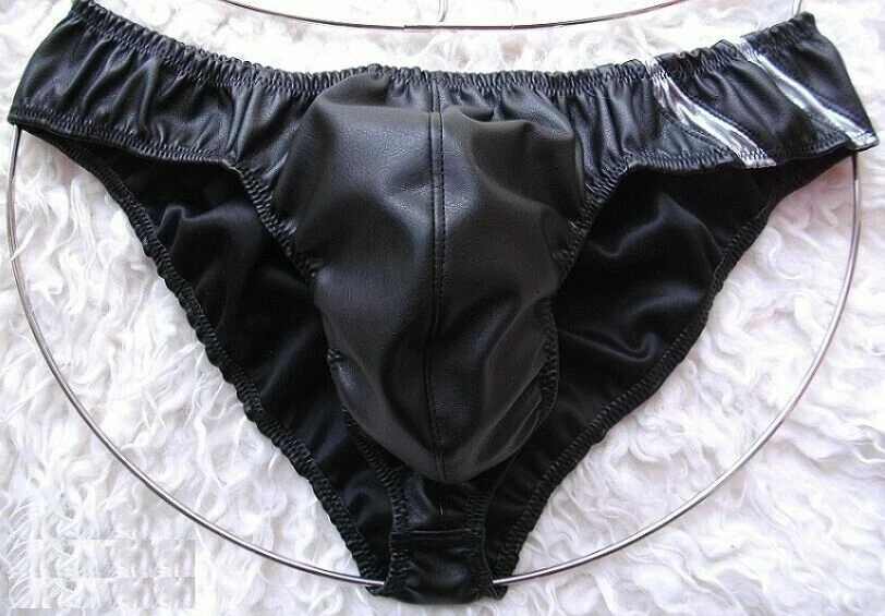 Herren Slip Kunstleder schwarz mit 2 Einsätzen silber v. Laexa - Bild 1 von 1