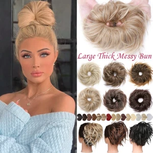 Extensiones de cabello crujiente moño desordenado 100 % REALES cola de caballo rubio peinado como humano - Imagen 1 de 32