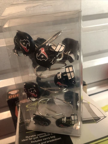 Houston Texans 12 pc Shower Curtain Rings Hooks NFL OFFICIAL NEW Cover